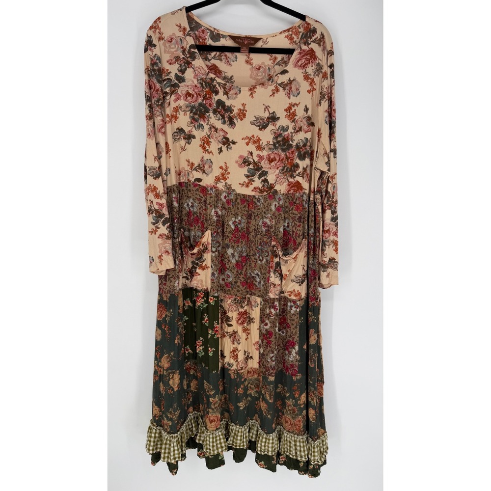 APRIL CORNELL ANNIE PATCHWORK MIDI DRESS XXL BOHO PRAIRIECORE COTTAGECORE SHABBY